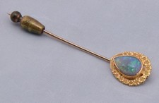 Vintage 14K Yellow Gold Opal Flower Pattern Stick Hat Pin Brooch NICE!