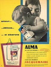 PUBLICITE ADVERTISING 124  1959  JACQUEMAIRE   lait bébé ALMA