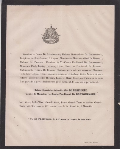 1889 faire part - 1889, faire-part