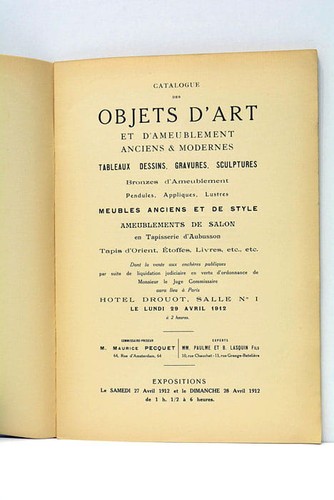 Catalogue des objets art - des, et