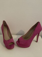 Chaussures Escarpins Ouverts Rose Talons 13 cm En Cuir Guess P38 Neuf