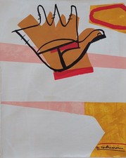 Tableau huile sur toile moderniste signé Le Corbusier - Art architectural...