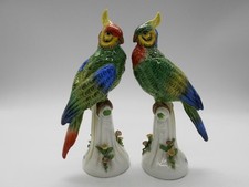 SUBLIME PAIRE COUPLE DE PERROQUET / PERRUCHE EN PORCELAINE ALLEMANDE XIX ème ?