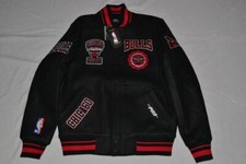 Pro Standard NBA Chicago Bulls Crest Emblème HOMME Rib Laine Varsity Veste Noir