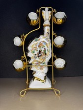 Service à liqueur vintage Corse porcelaine dorée forme île de beauté complet