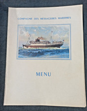 Menu Compagnie des Messageries Maritimes illustré par Marin-Marie 1952