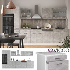 Bloc cuisine Kitchenette Cuisine intégrée R-Line 350 cm blanc béton Vicco