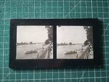 zg20 photo stéréo positif BE circa 1920 barque à moteur - animée