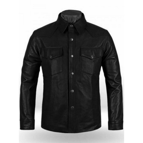 Chemise cuir noir pour - noir,