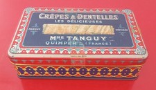 Ancienne jolie boîte biscuits tôle Crêpes à dentelle MADAME TANGUY Quimper  C25
