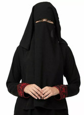 Mushkiya Taille Libre Noir Naqaab pour Toute Abaya Ou Burqa Femmes Et Filles