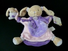 X99 - DOUDOU ET COMPAGNIE MARIONNETTE LAPIN MYRTILLE MAUVE ROSE AVEC BEBE NEUF