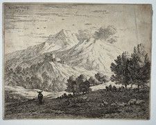 KAREL DUJARDIN Quatre Montagnes GRAVURE Paysage 1659