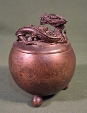 Ancien Brûle Parfum Chinois en Bronze Dragon Indochine Éthnique