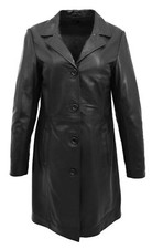 Veste Trench En Cuir Noir Doux
