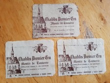 lot 3 x étiquettes vin CHABLIS 1er cru Montée de Tonerre Raveneau
