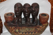 Sculpture Pirogue  Africaine  en pierre