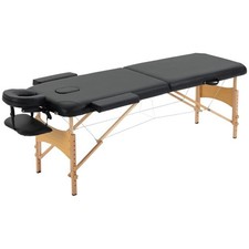 Table de massage pliante 2 zones bois noir – pro & domicile, réglable, portable.