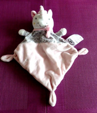 B1G / doudou plat licorne rose gris  MOTS D'ENFANTS