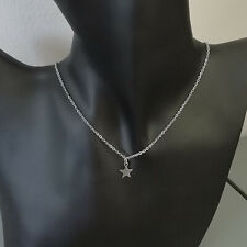 COLLIER ARGENTE 40,6cm PENDENTIF ETOILE 8mm ACIER INOX HYPOALLERGENIQUE