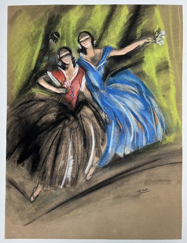 Dessin pastel art déco - dessin,