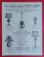 Pub de presse: Eclairage TITO-LANDI - Savon Lavande YARDLEY Cuisine C BLANC 1928