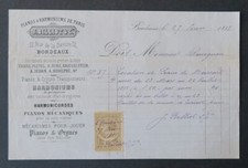 Facture 1888 BORDEAUX piano