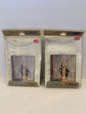 Ancien Voilage Rideaux Bonne-Femme Blanc Avec Embrasse Fabrique En France