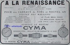 PUBLICITE CYMA MONTRE PENDULE