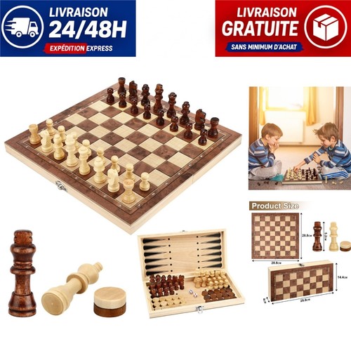 Jeu échecs 1 en bois - 3,