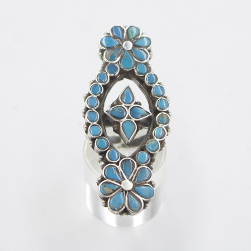 Bague vintage turquoise - turquoise, floral