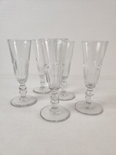 Flûtes À Champagne Verre 19ème Pans Coupés Pied Double Bulbe 