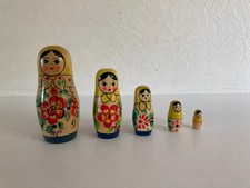 17 ⚜️  Ancienne Poupée Russe Matriochka 5 Éléments en Bois à Assembler Vintage