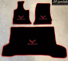 Tapis De Coffre Set Pour Corvette C7 Cabriolet Noir Rouge 3 Pièces Velours