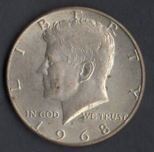 USA HALF DOLLAR KENNEDY EN ARGENT DES ETATS UNIS DE 1968 @ SILVER COINS @ RARE