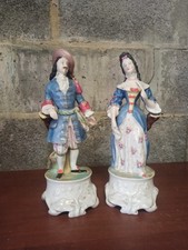 Paire de personnages plumiers en porcelaine de Paris XIXème
