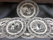 Choisy 8 Assiette Parlante Faïence Fine Vaisselle Ancien XIXeme Vaisselle