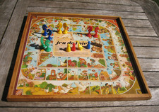 Ancien Plateau Jeu de Société en Bois Dada Petits Chevaux & Oie