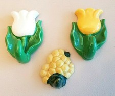 3 Crochets muraux patères en porcelaine en forme de fleurs et végétale