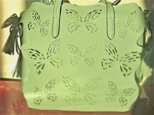 * ETERNEL * SAC A MAIN BLEU CLAIR AVEC DECOUPES PAPILLONS *SIMILI CUIR *