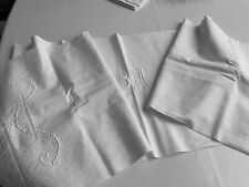 Linge Ancien TAIE DE TRAVERSIN De Mariage Richement Brodé Monogramme M B