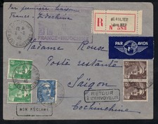 1er vol postal France-Indochine 11.6.46 Beaulieu R Saïgon retour