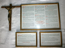 ANCIEN CANON D'AUTEL/MESSE/TRYPTIQUE/(17,5x12)x2+33,5x23,5cm/IMPRIMé/BOIS/+CROIX