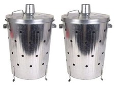 2x Verbrennungstonne 75l Galvanisé Baril de Feu Jardin Vasque à Four Terrasse