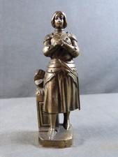 Statue de Jeanne d'Arc en alliage à patine bronze, figure religieuse