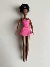 Black Barbie Doll Afro Mattel 1990 Vintage Pink Dress - Good Condition Loose