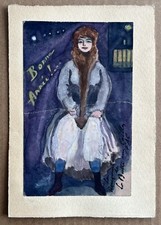 Aquarelle Ancienne Art Déco