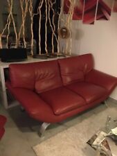 canapé 2 places avec meridienne séparée rouge cuir