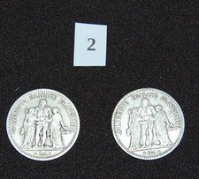 5 FRANCS HERCULE ARGENT, LOT N°2 DE 2 PIECES, 1848A ET 1849A