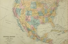 1891 Ancien Carte États-unis